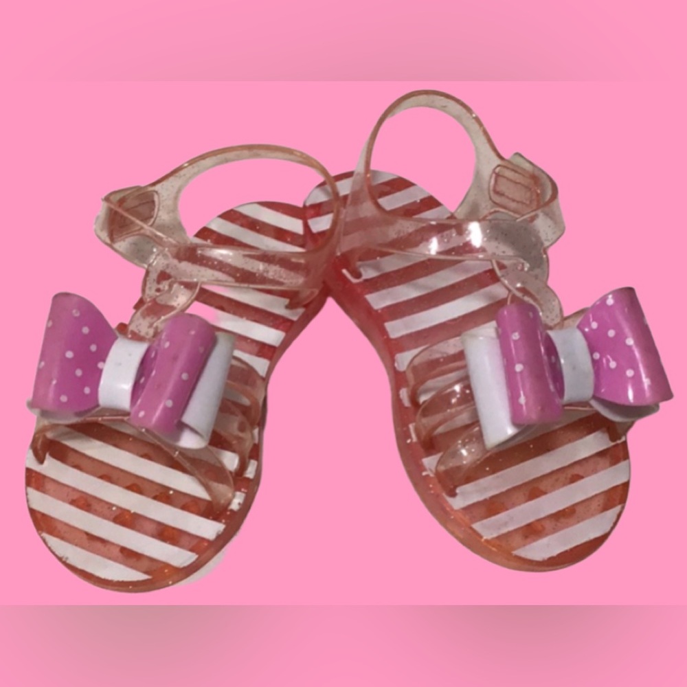 Girl’s Jelly‎ Sandals, Pink and White, Size 6